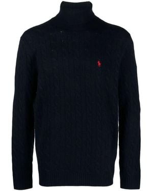 Polo Ralph Lauren High Turtleneck Cable Knit Pullover - Blue