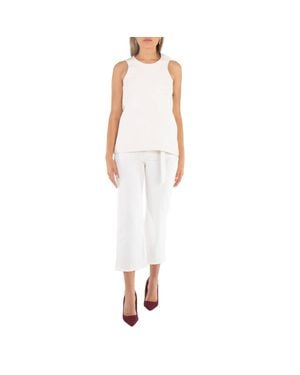 Sacai Ladies Faux Leather Tank Top - White