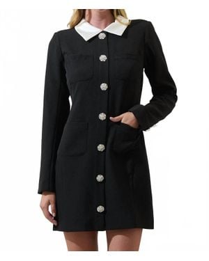 Sugarlips Ciana Button Down Collared Mini Dress - Black