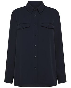 Cruna Button-Down Flap Pocket Cotton Overshirt - Blue