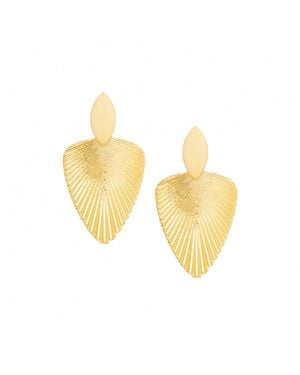 Marlyn Schiff Leaf Drop Earrings - Metallic
