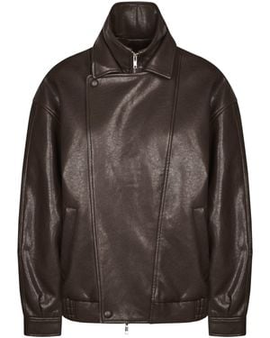 ELEH Glossy Dark Oversized Jacket - Brown