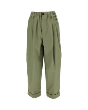 Marni Balloon Canvas Cotton-Blend Wide-Leg Pants - Green