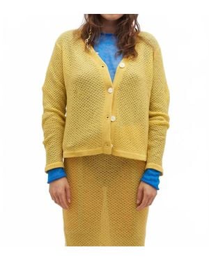 The Elder Statesman Tangled Stitch Cardigan - Yellow