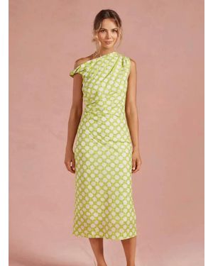 Strut & Bolt Asymmetrical One Shoulder Chainlink Midi Dress - Green