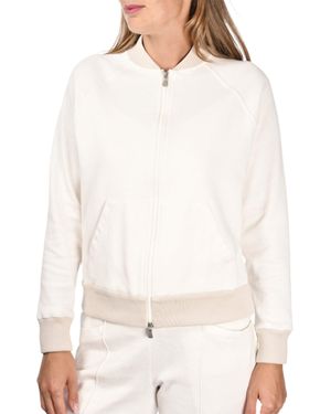 Gran Sasso Bomber Zip Minimalist Cotton Jacket - White
