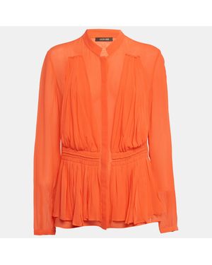 Roberto Cavalli Light Silk Pleated Blouse - Orange