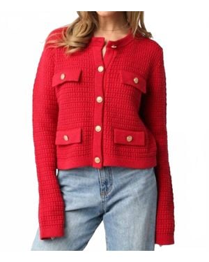 Olivaceous Maci Knit Button Cardigan - Red