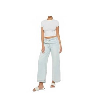 Kancan Wide Leg Crop Jeans - Blue