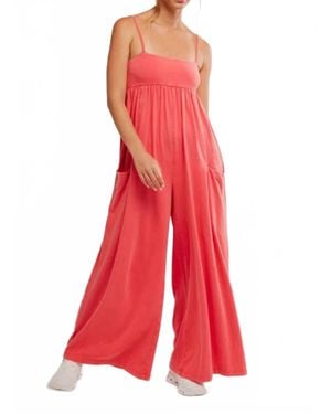 Free People Hot Shot Strappy Onesie Jumpsuit - Red