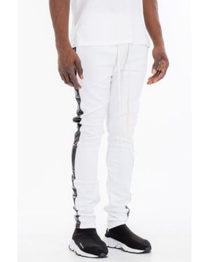 TRUEDAMES Leather Tape Track Pants - White