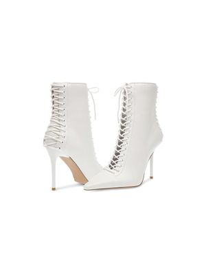 Steve Madden Allnight Boots Stiletto Heel Pointed Toe Jobb616 - White