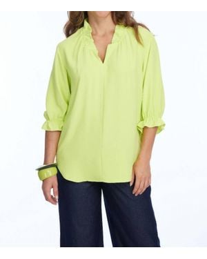 Elior Harper Ruffle V-Neck Top - Green