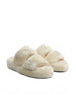 LONDON RAG Fur Slip-On Flats - Natural