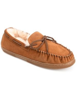 Territory Meander Genuine Sheepskin Moccasin Slipper - Brown