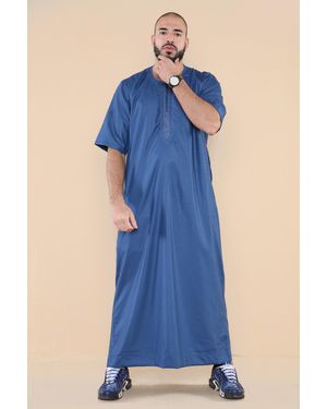 Arabic Thobes Thobe Jubba Islamic Arab Moroccan Saudi Zipped Kaftan Arab Robe - Blue