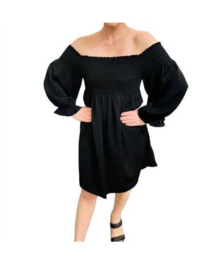 Jade Melody Tam Smock Neck Dress - Black