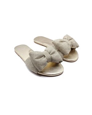 Solei Sea Rafie Bow Slide Sandals - Gray