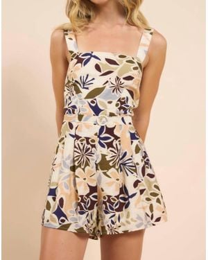 Sadie & Sage Belted Open Road Romper - Natural