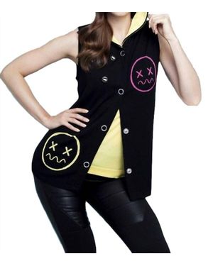 Angel Emoji Hooded Vest - Black