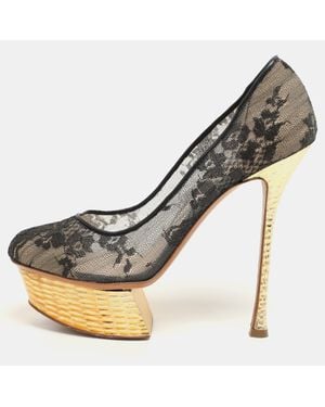 Nicholas Kirkwood Lace Platform Pumps - Brown