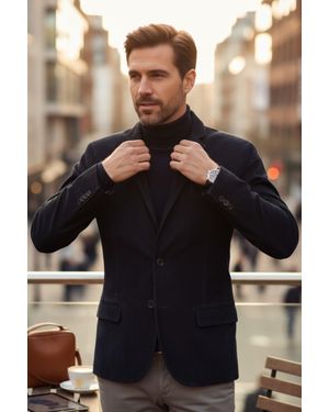 Infinity Leather Italian Suede Leather Blazer Jacket - Black