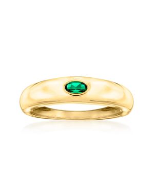 RS Pure By Ross-Simons Oval Lab-Grown Emerald Ring - Yellow
