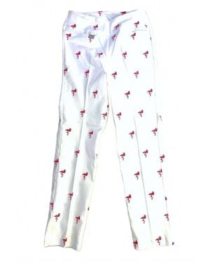 Lulu-B Flamingo Embroidered Ankle Pant - White