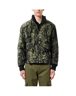 BASS OUTDOOR Camouflage Cotton Bomber Jacket - Green