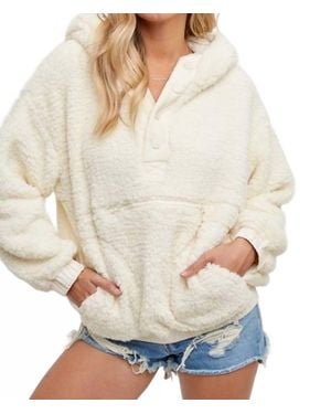 Bluivy Sherpa Hoodie Pullover Jacket - White