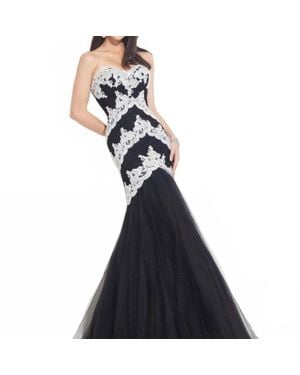 Rachel Allan Strapless Soft Tulle Mermaid Gown - Blue