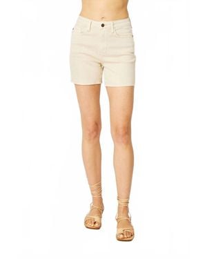 Judy Blue High Waist Garment Dyed Shorts - Natural