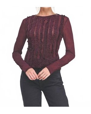 Allie Rose Ruffle Sheer Blouse - Purple