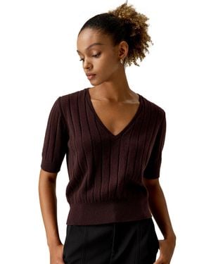 LILYSILK V-Neck Cashmere T-Shirt For - Black
