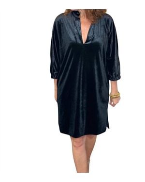 Caryn Lawn Betsy Collar Velvet Dress - Blue