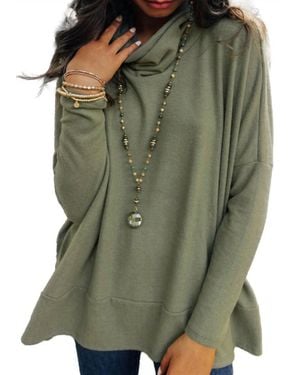 Dear Lover Cowl Neck Shift Tunic Top - Green