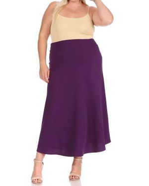 Moa Collection Solid Flare A-Line Long Skirt - Purple