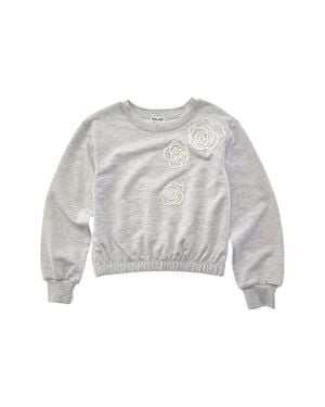 Splendid Rose Embroidery Toss Sweatshirt - Gray