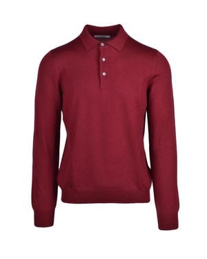 Gran Sasso Virgin Wool Polo Knit With Classic Collar And Ribbed Cuffs - Red