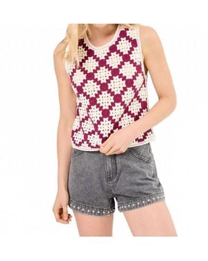 Suncoo Perida Crochet Tank Top - Red