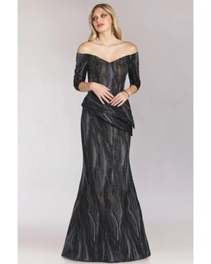Feriani Couture Off-Shoulder Quarter Trumpet Dress - Blue