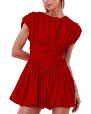 Extro & Vert Pleated Solid Mini Dress - Red