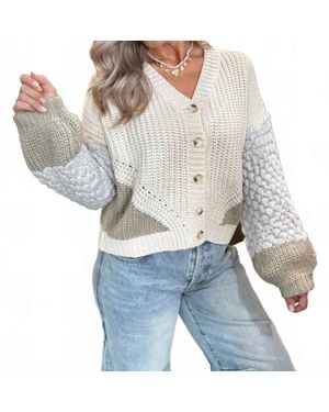 Eesome Chunky Button V-Neck Cardigan - Gray
