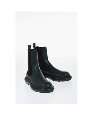 Jil Sander Leather Chelsea Booties With Chunky Sole - Black