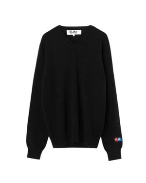 Comme des Garçons Invader Heart V-Neck Sweater - Black