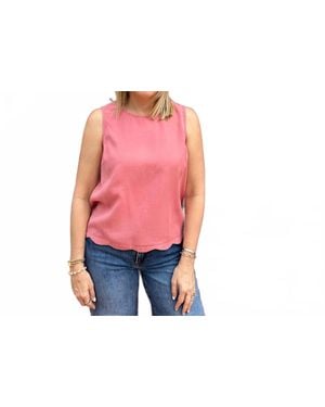 Charlie b Scalloped Hem Sleeveless Top - Pink