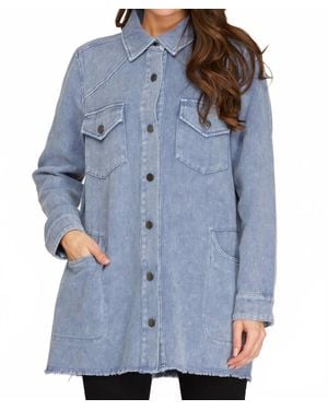 She + Sky Got The Blues Denim Shacket