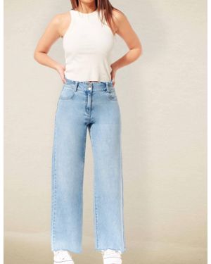 1822 Denim Bleach Please Folded Waistband Jeans - Blue