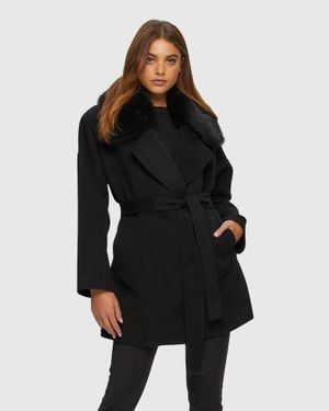 Gorski Loro Piana Wool And Cashmere Blend Belted Jacket With Detachable Toscana Trim - Black