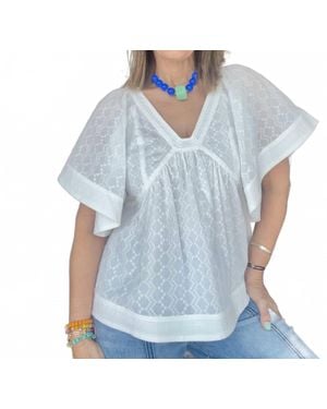 Fate Stitch Eyelet Top - Blue